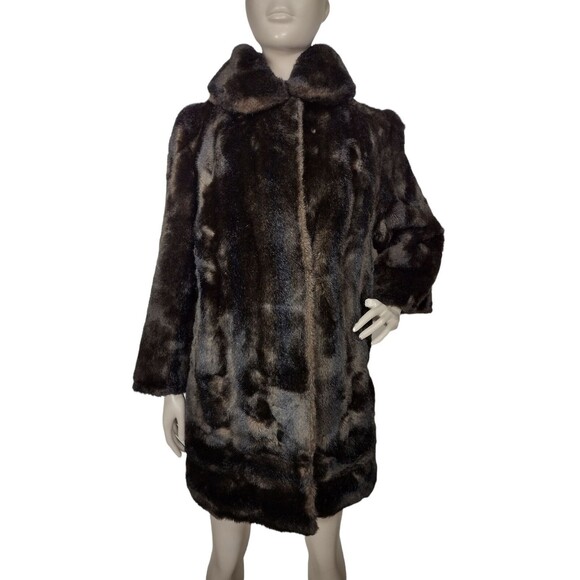 Vintage 50s Tocci Tissavel France Brown Faux Fur Mob Wife Teddy Bear Coat OSFM - Picture 2 of 10